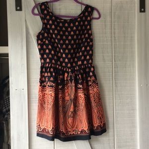 Medium orange and navy lightweight dress